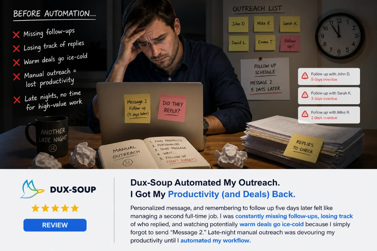Professional looking at laptop managing outreach campaigns