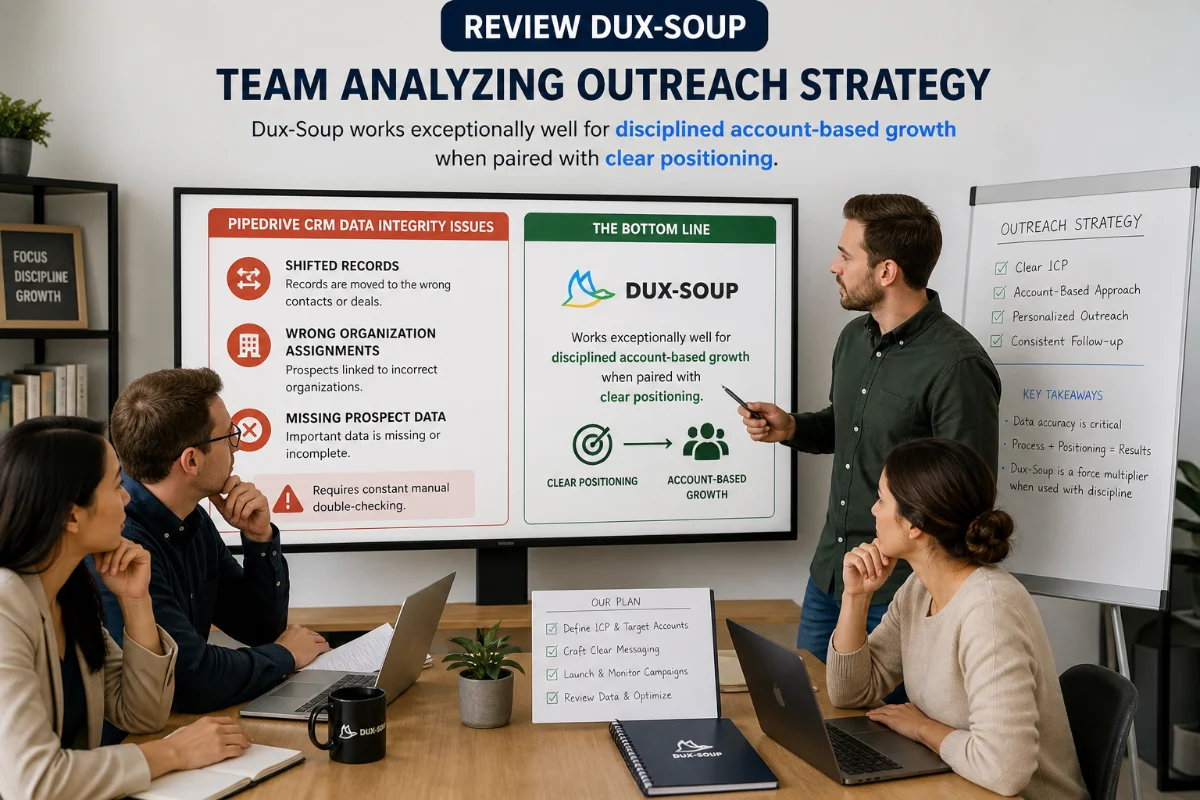 Team analyzing outreach strategy in office setting